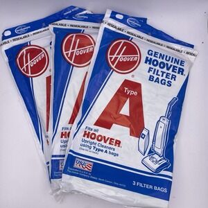 Genuine HOOVER Vacuum Filter Bags Type A, 3 New/Sealed Packs Of 3 Each !Made USA